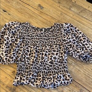 Leopard Print Smocked Women's Top